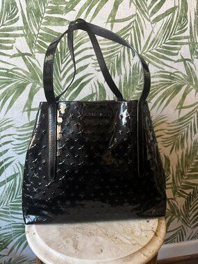 Jimmy Choo Star Embossed Black Patent Leather Shopper Tote